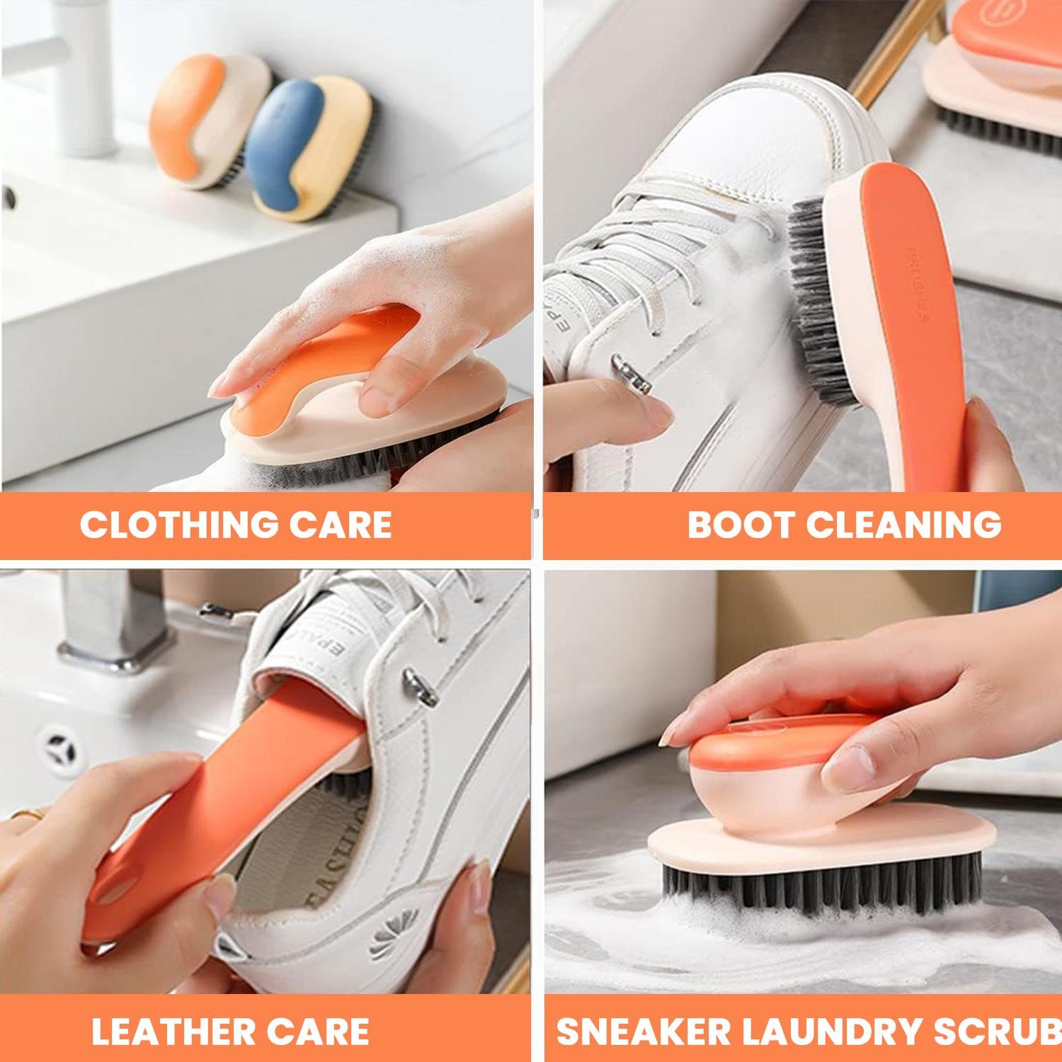 Limitless Clothes Brush Soft Hair Shoe Laundry Brush Household Slippers Not Hurt Clothes Shoes With Handle Board Brush Multi-functional Cleaning Tool (Blue-2pack)